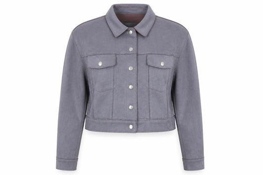 Missguided Women’s Grey Cropped Suede Look Button Jacket UK 8