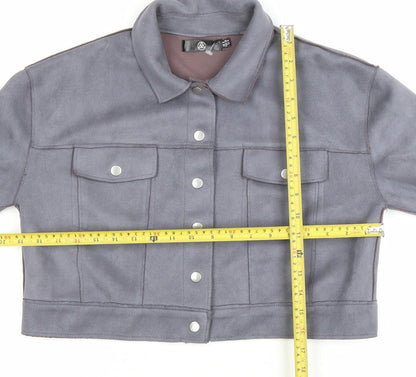Missguided Women’s Grey Cropped Suede Look Button Jacket UK 8
