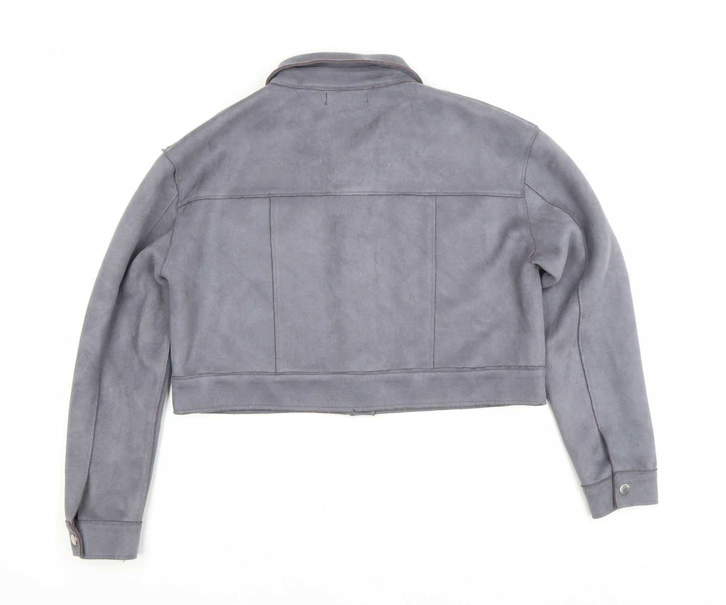 Missguided Women’s Grey Cropped Suede Look Button Jacket UK 8