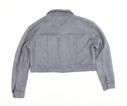 Missguided Women’s Grey Cropped Suede Look Button Jacket UK 8