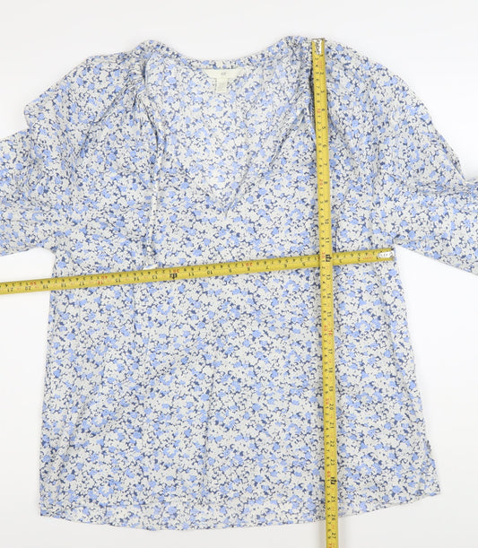 Womens UK Size XS H&M Blue Tunic Blouse