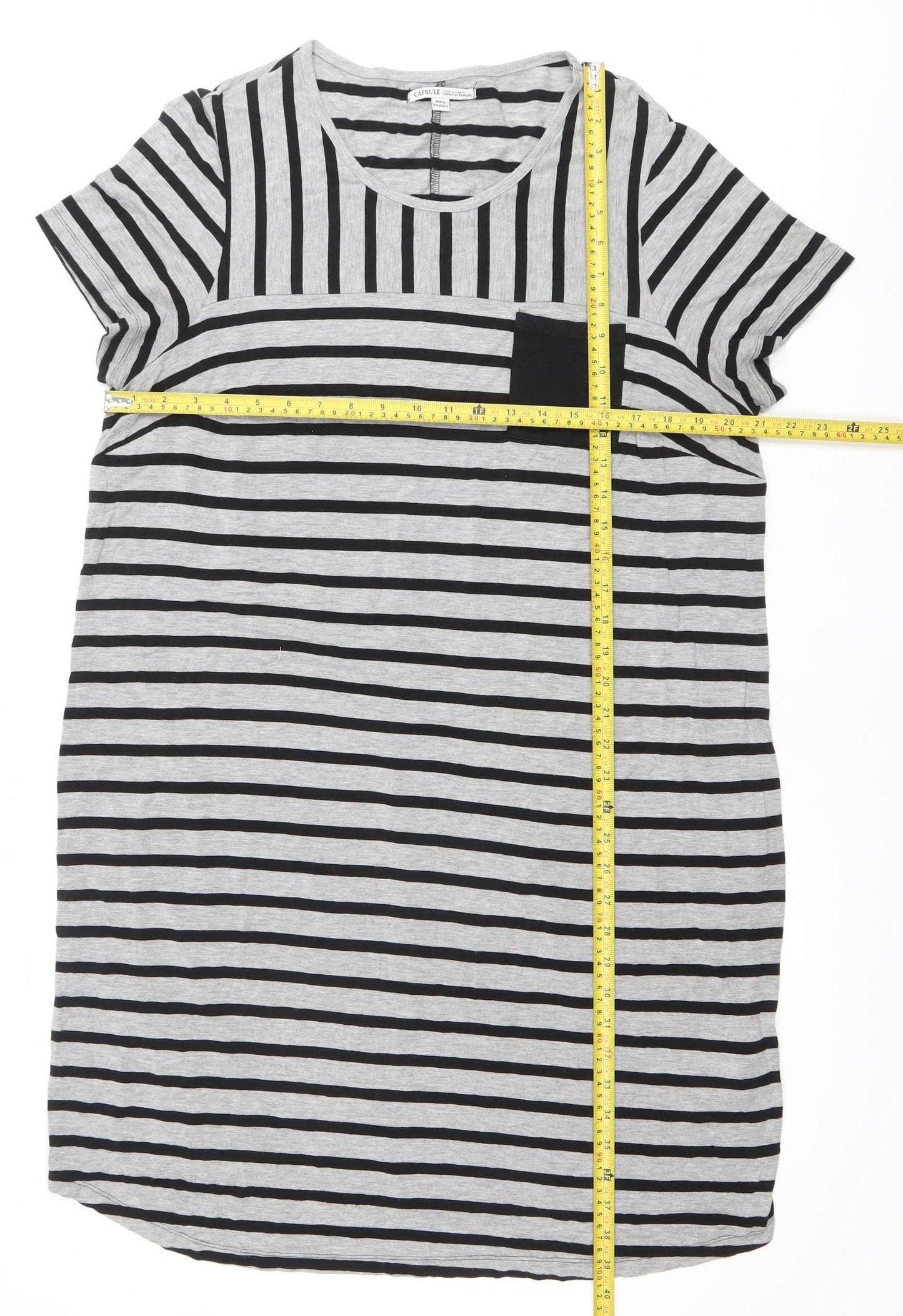 Capsule Women’s Black Grey Stripe T-Shirt Dress Plus Size 20