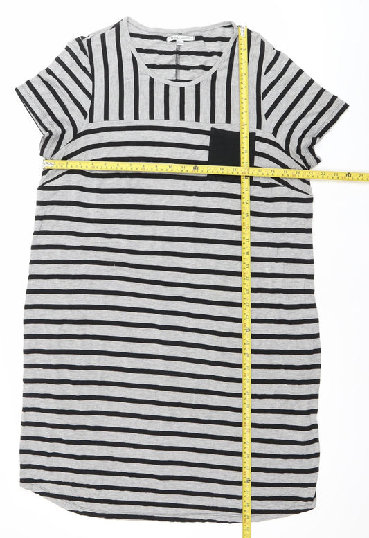 Capsule Women’s Black Grey Stripe T-Shirt Dress Plus Size 20