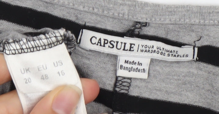 Capsule Women’s Black Grey Stripe T-Shirt Dress Plus Size 20