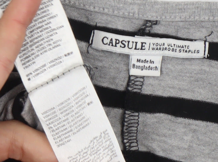 Capsule Women’s Black Grey Stripe T-Shirt Dress Plus Size 20