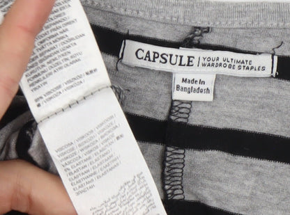 Capsule Women’s Black Grey Stripe T-Shirt Dress Plus Size 20