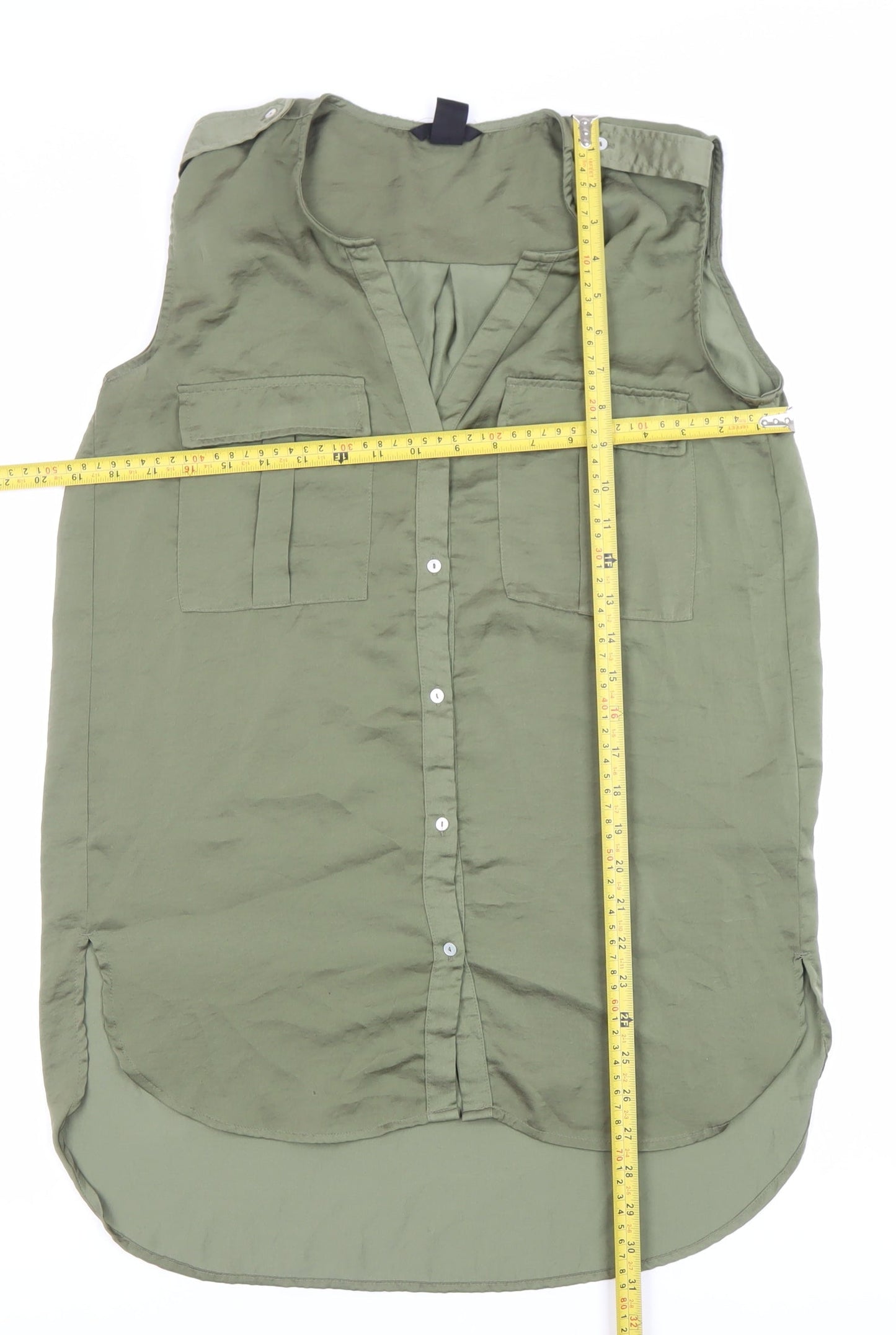 Womens UK Size 8 H&M Green Basic Button-Up