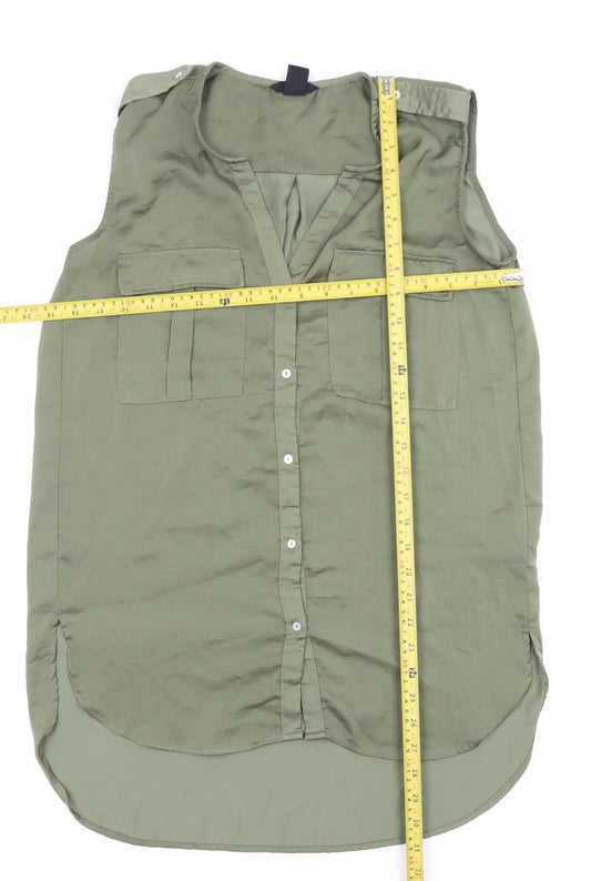 Womens UK Size 8 H&M Green Basic Button-Up
