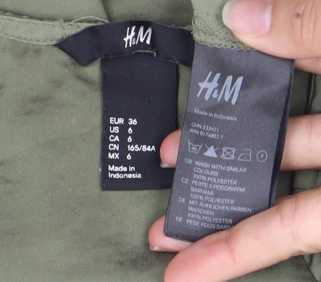 Womens UK Size 8 H&M Green Basic Button-Up