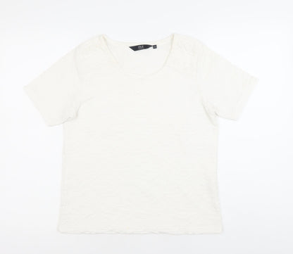 Isle Collection Womens Ivory Short Sleeve Scoop Neck T-Shirt Size 10-12