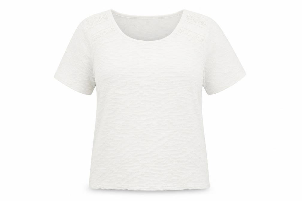 Womens UK Size 10-12 Isle Collection Ivory Basic T-Shirt