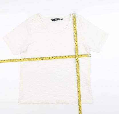 Isle Collection Womens Ivory Short Sleeve Scoop Neck T-Shirt Size 10-12