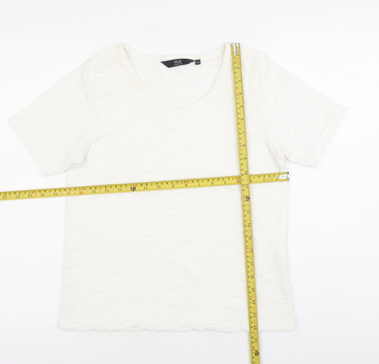 Isle Collection Womens Ivory Short Sleeve Scoop Neck T-Shirt Size 10-12
