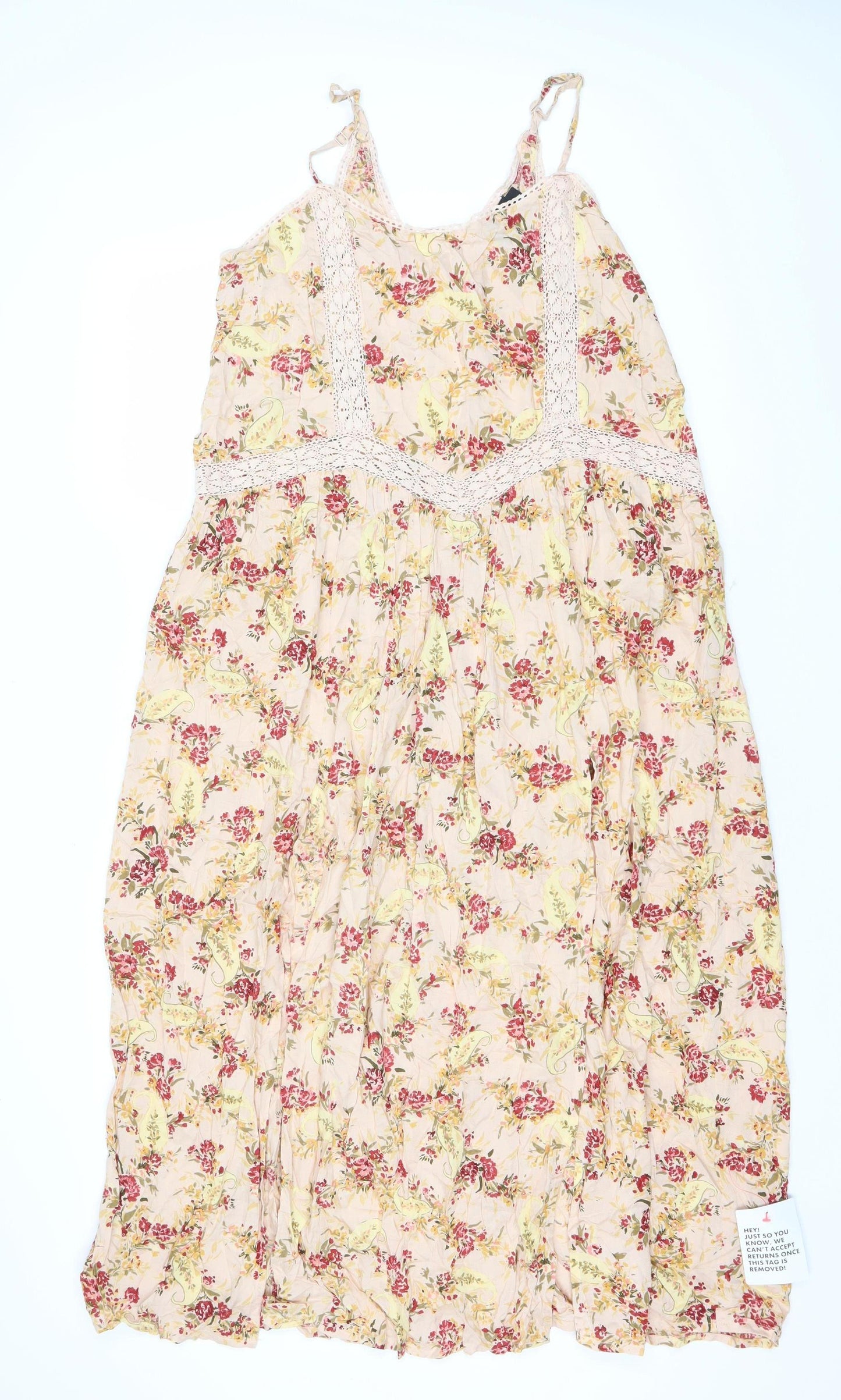 ASOS Women’s Beige Floral Slip Midi Dress Size 8 Viscose Summer
