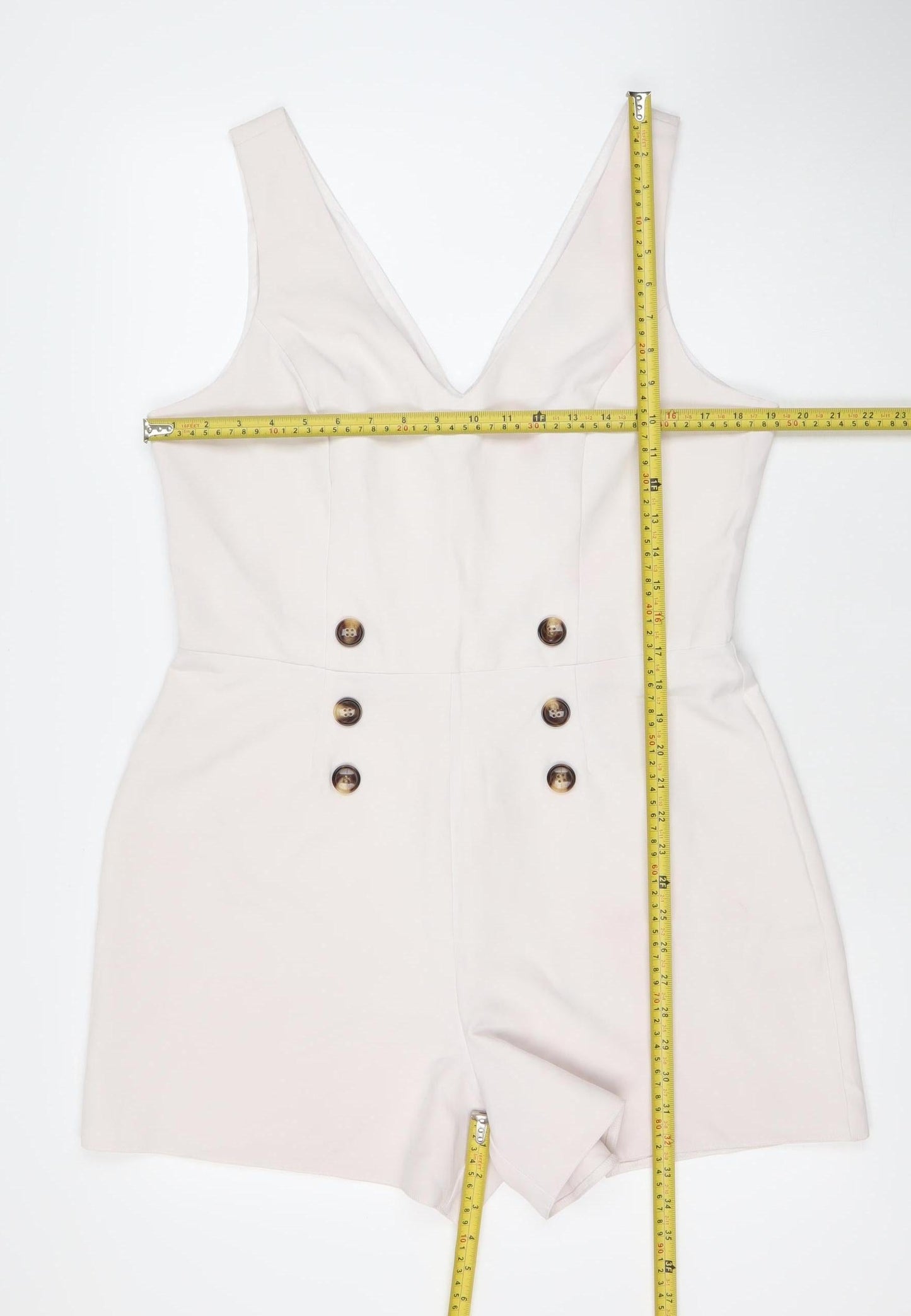 Miss Selfridge Women Ivory Size 16 Sleeveless V-Neck Playsuit