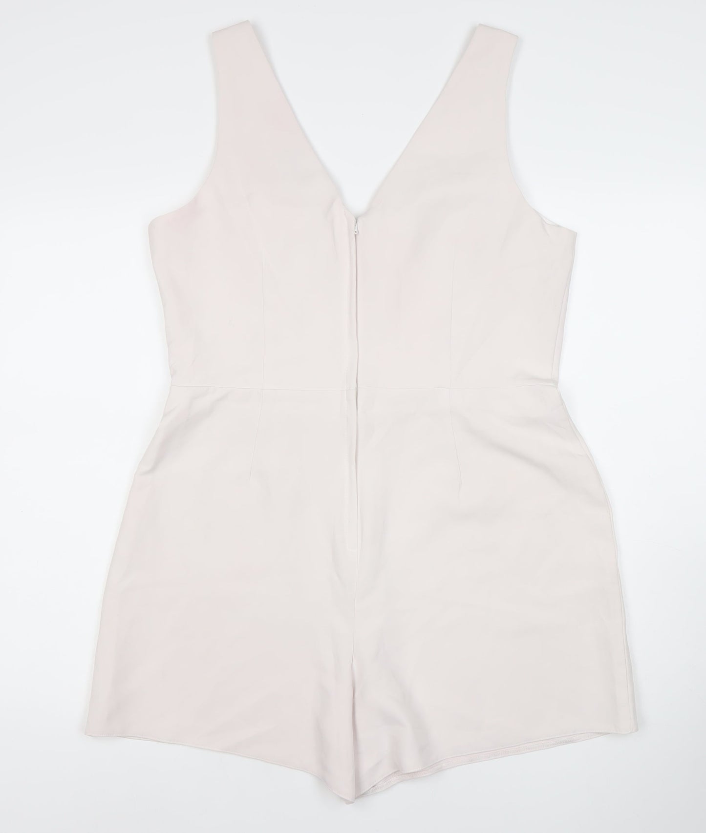 Miss Selfridge Women Ivory Size 16 Sleeveless V-Neck Playsuit