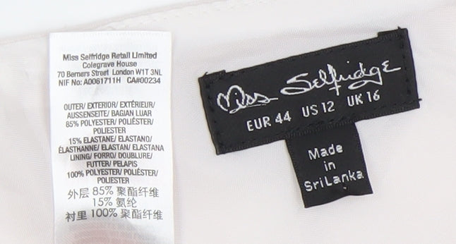 Miss Selfridge Women Ivory Size 16 Sleeveless V-Neck Playsuit