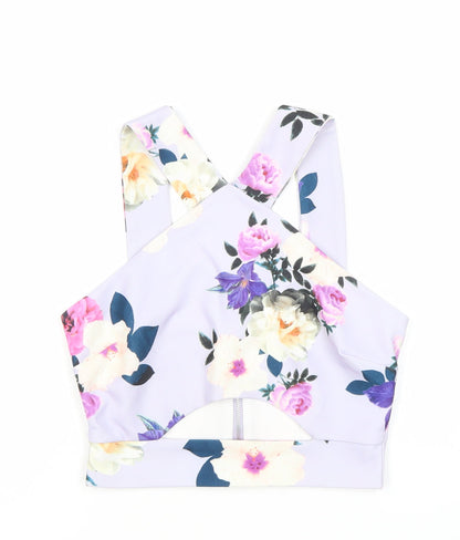 New Look Women’s Petite Multicoloured Floral Cropped Tank Top Zip UK 10