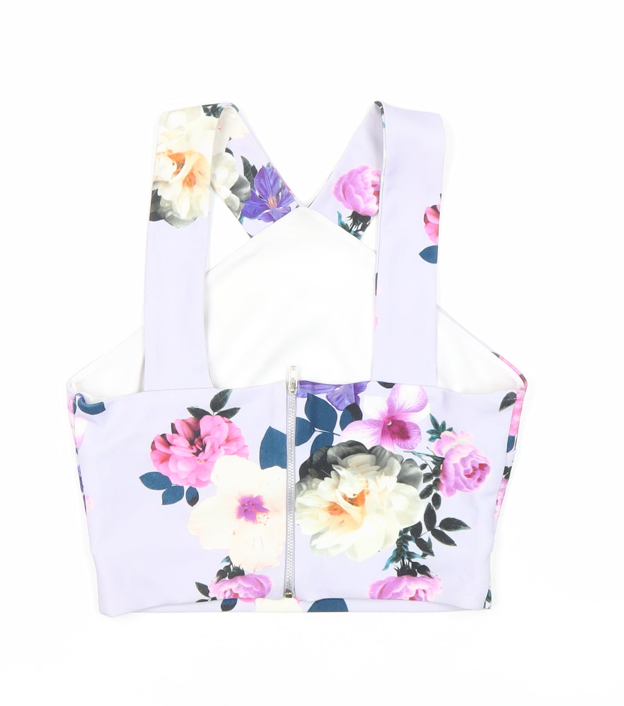 New Look Women’s Petite Multicoloured Floral Cropped Tank Top Zip UK 10