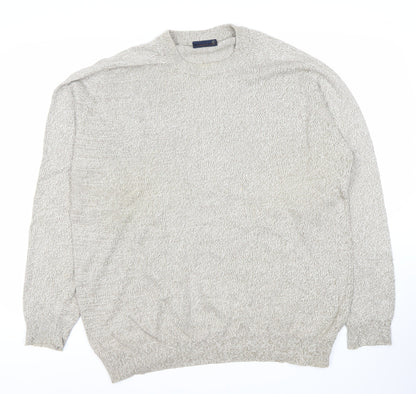 Greenwoods Men’s Beige Knit Pullover Jumper L Crew Neck Long Sleeve