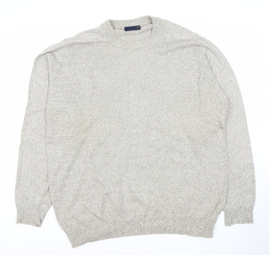 Greenwoods Men’s Beige Knit Pullover Jumper L Crew Neck Long Sleeve