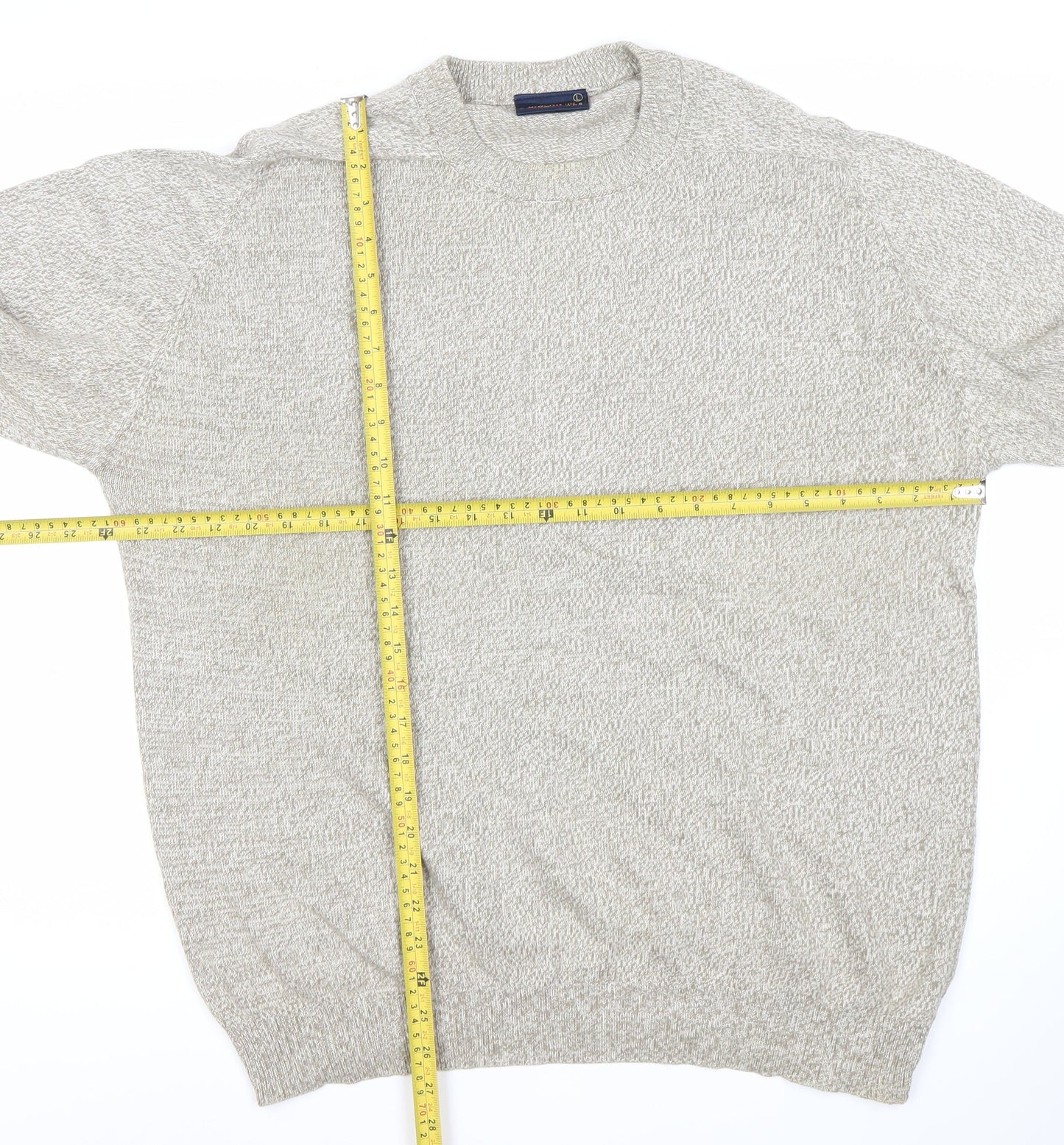 Greenwoods Men’s Beige Knit Pullover Jumper L Crew Neck Long Sleeve