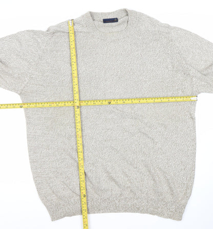 Greenwoods Men’s Beige Knit Pullover Jumper L Crew Neck Long Sleeve