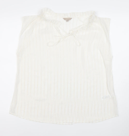 Anthology Women’s White Striped Sleeveless Tunic Blouse Size 18