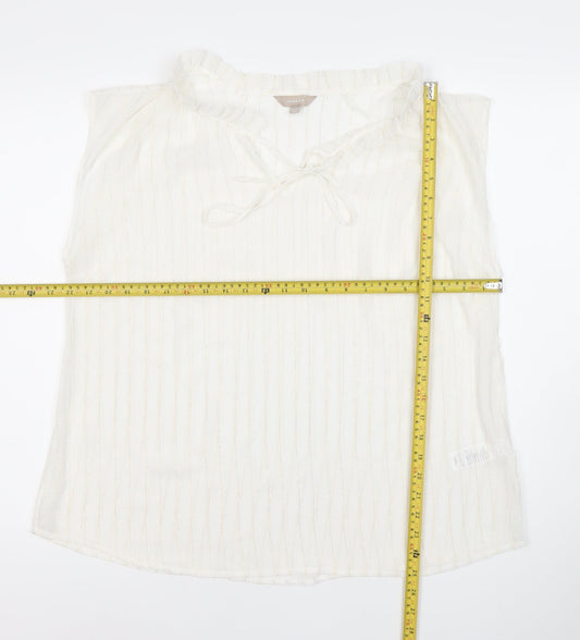 Anthology Women’s White Striped Sleeveless Tunic Blouse Size 18