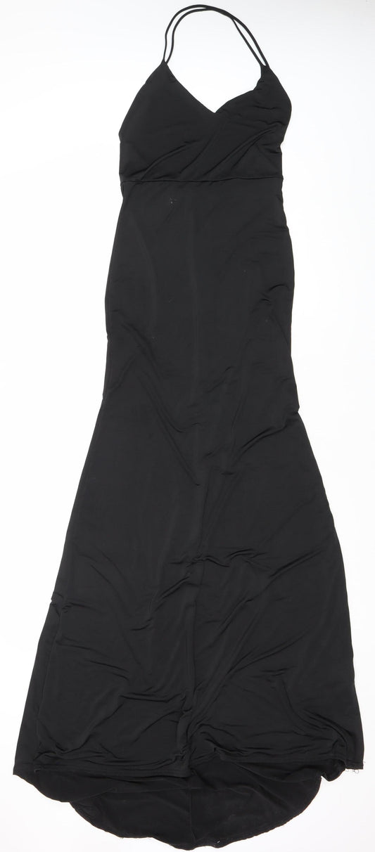 I Saw It First Womens Black Size 6 Long Halter Slip Dress