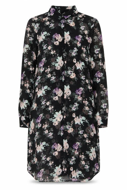 H&M Divided Women’s Black Floral Knee Length Shift Dress Size 8