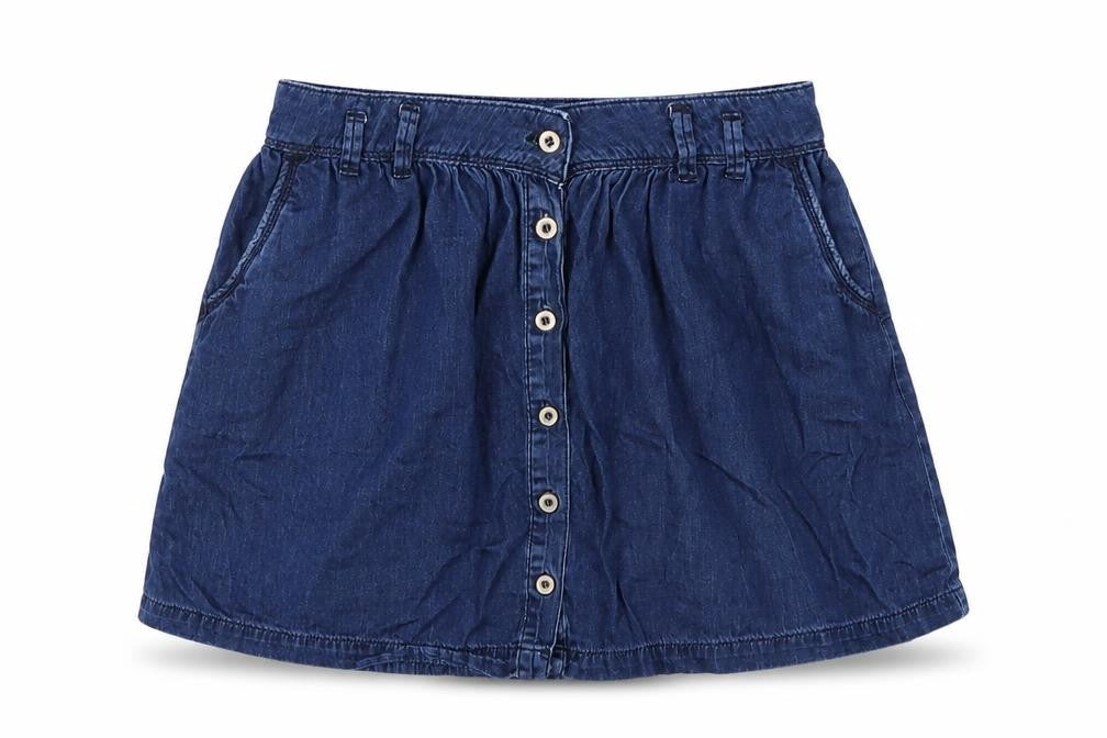 Women’s Blue Denim A-Line Short Skirt UK 10 Casual Pockets
