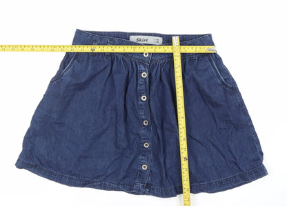 Women’s Blue Denim A-Line Short Skirt UK 10 Casual Pockets