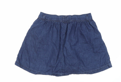 Women’s Blue Denim A-Line Short Skirt UK 10 Casual Pockets