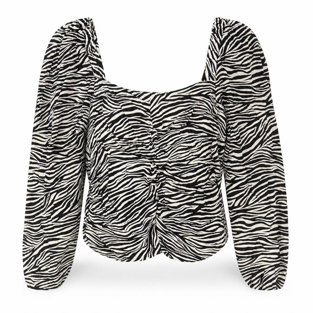 Womens UK Size 14 H&M Black Cropped Blouse