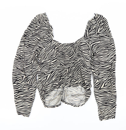 Womens UK Size 14 H&M Black Cropped Blouse