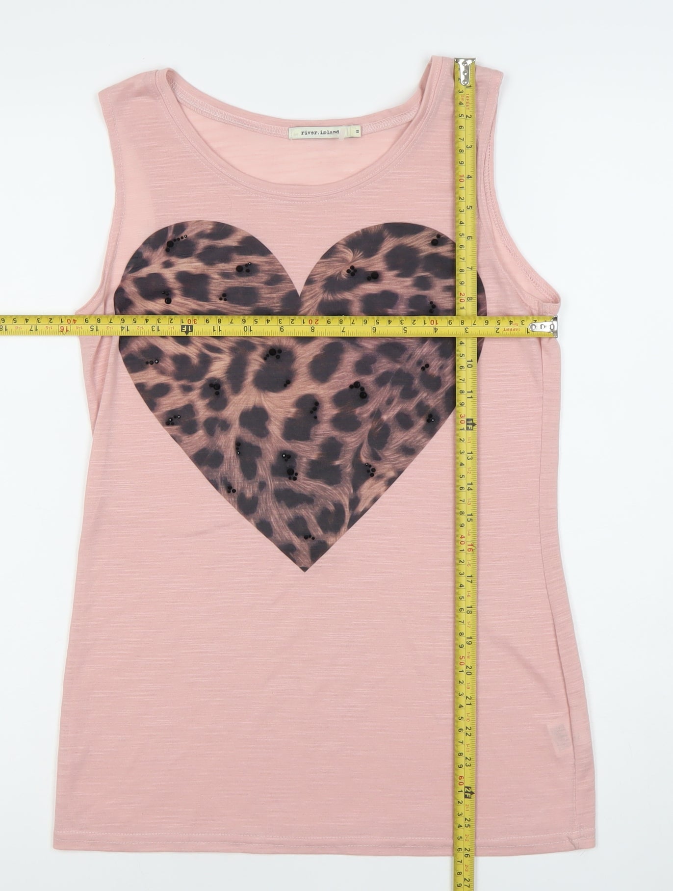 Womens UK Size 8 River Island Pink Basic Tank