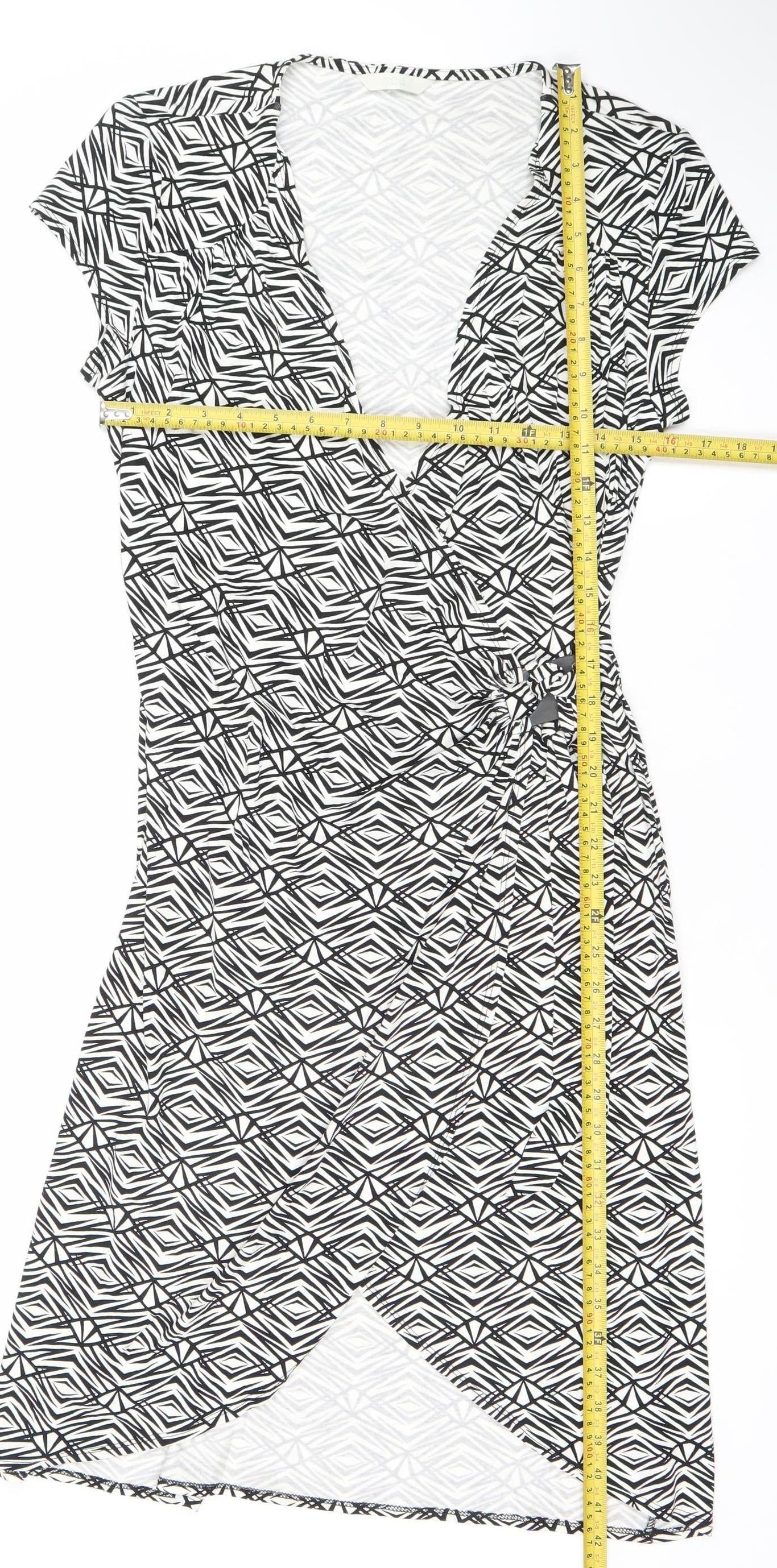 Marks and Spencer Womens Black Geometric Sheath Dress UK 14