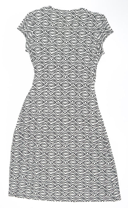 Marks and Spencer Womens Black Geometric Sheath Dress UK 14