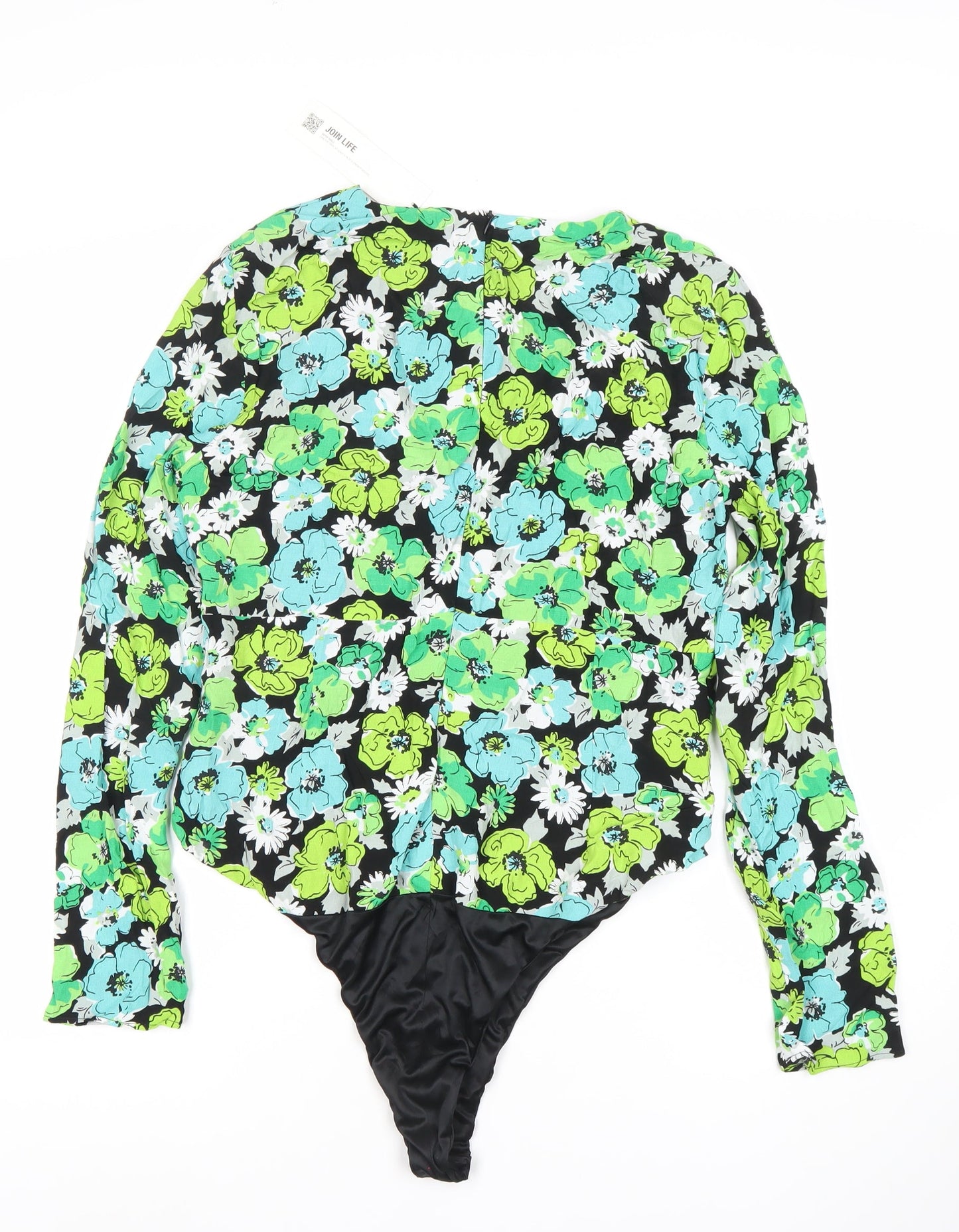 Zara Women’s Multicoloured Floral Bodysuit Size 16 Viscose Long Sleeve