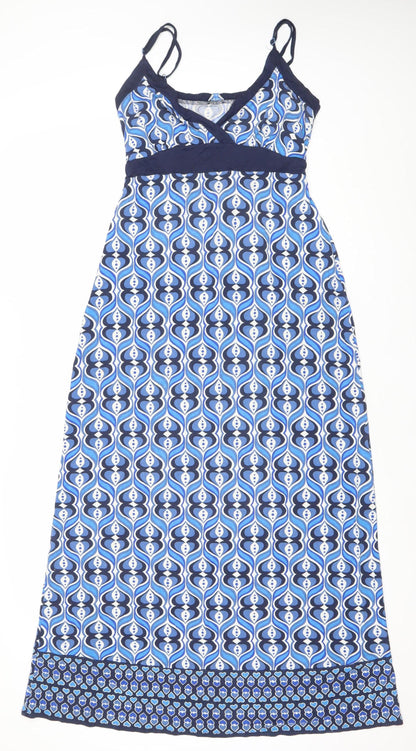 Oasis Women’s Blue Geometric Slip Dress Size 14 Midi Summer