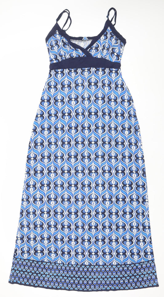Oasis Women’s Blue Geometric Slip Dress Size 14 Midi Summer