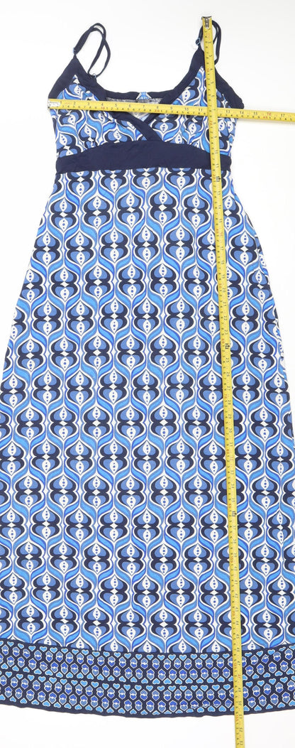 Oasis Women’s Blue Geometric Slip Dress Size 14 Midi Summer