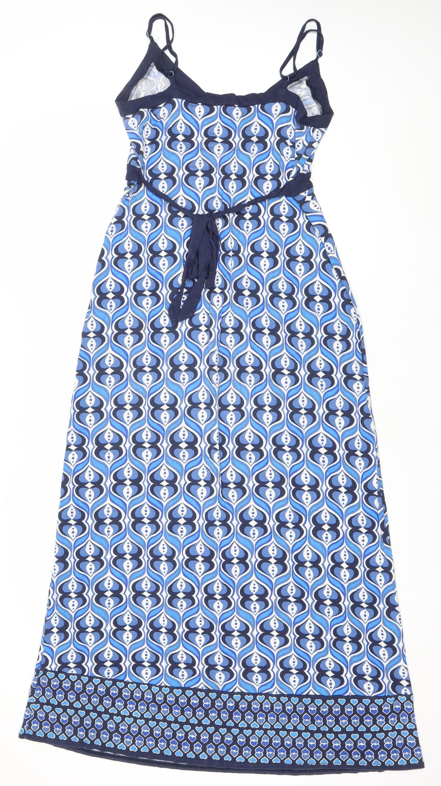 Oasis Women’s Blue Geometric Slip Dress Size 14 Midi Summer