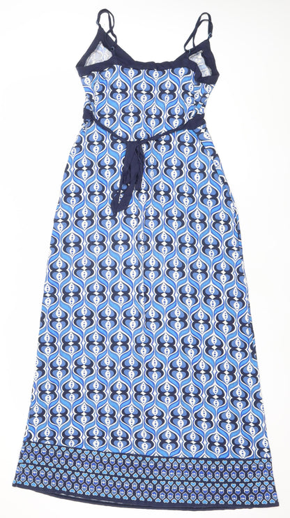 Oasis Women’s Blue Geometric Slip Dress Size 14 Midi Summer