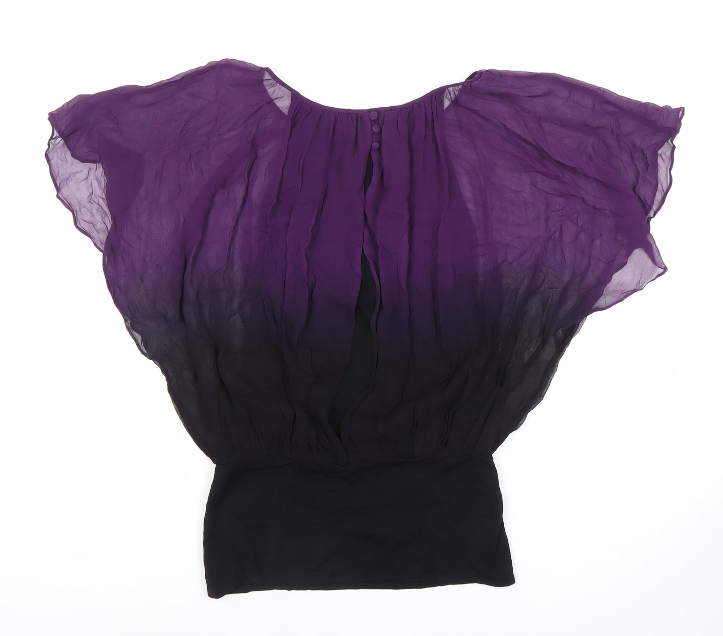 Coast Women’s Purple Black Silk Chiffon Tunic Blouse Size 8