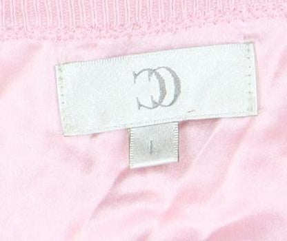 CC Women’s Pink Floral Cardigan L Short Sleeve Knit Crew Neck