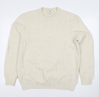 Marks and Spencer Men’s Ivory XL Cable-Knit Cotton Blend Jumper