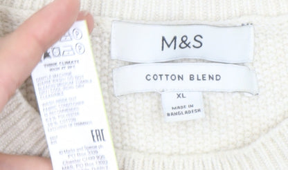 Marks and Spencer Men’s Ivory XL Cable-Knit Cotton Blend Jumper