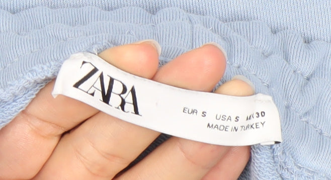 Zara Men’s Blue Sweat Shorts Size S Cotton Blend Elastic Waist